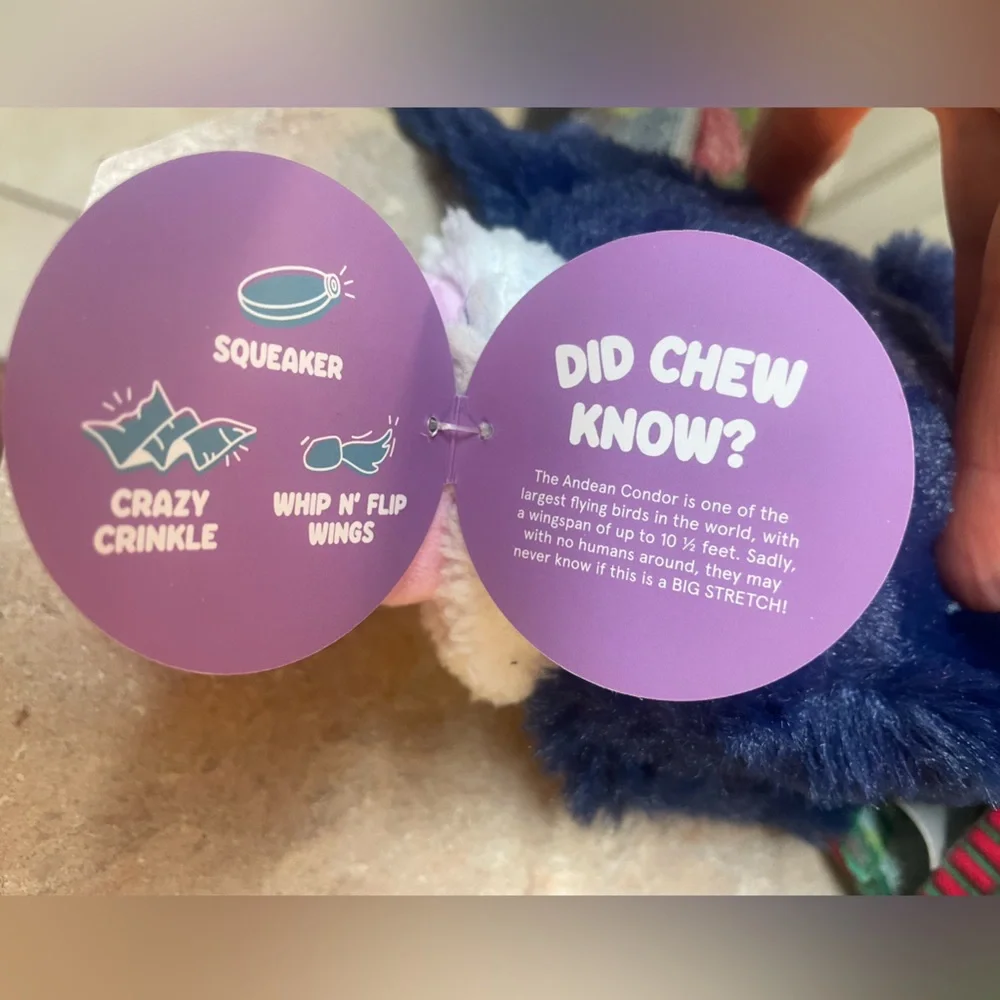 BarkBox Super Chewer Walkies in the Andes! Salvador Condor, size Large